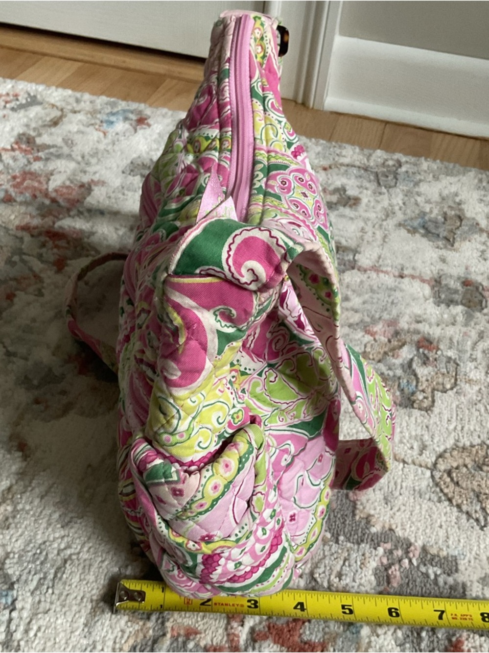 Vera Bradley Pink and Green Quilted Paisley Shoulder Bag - Picture 12 of 12
